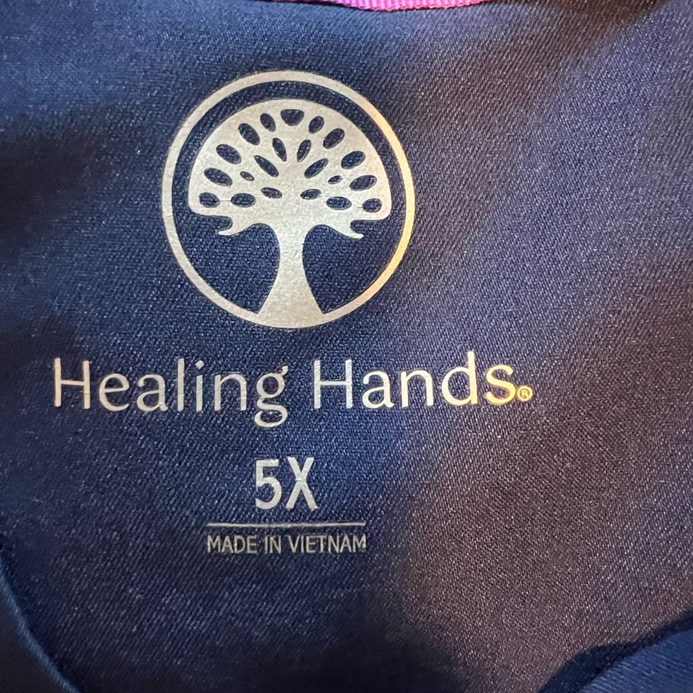 Scrub Set-Healing Hands Dark Blue Top with Gold Logo